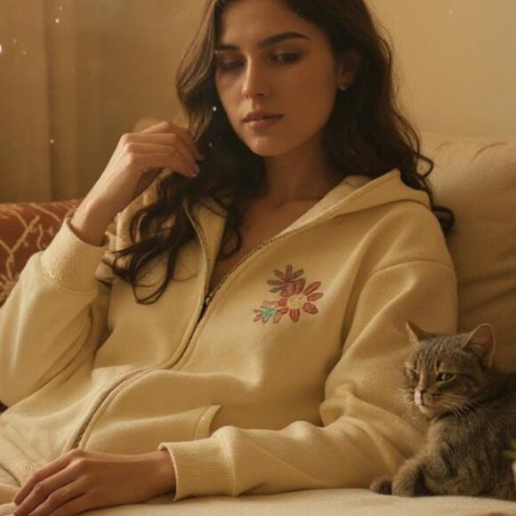 Life Is Good Tops - Life is Good W's Have a nice Daisy Simply True Fleece Zip Hoodie